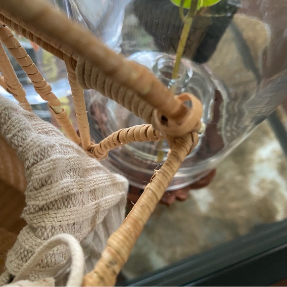 Zara Rattan Handbag, Draw String Knit Liner - Picture 9 of 10